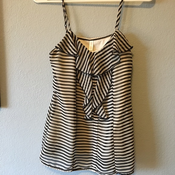 Striped Ruffle Spaghetti Strap Top - Picture 3 of 5